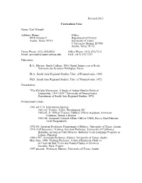 Revised 2012 Curriculum Vitae Name: Gail Minault Address: Home