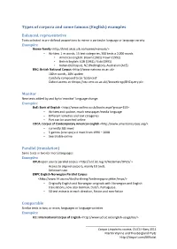 Types of Corpora and Some Famous (English) Examples