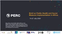Brief on Public Health and Social Measure Implementation in Africa