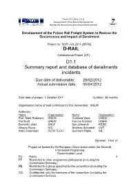 D-RAIL D1.1 Summary Report and Database of Derailments Incidents