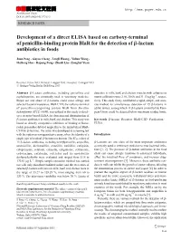 Development of a Direct ELISA Based on Carboxy-Terminal of Penicillin-Binding Protein Blar for the Detection of Β-Lactam Antibiotics in Foods