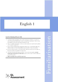 Familiarisation Read This Passage Carefully, Then Answer the Questions That Follow