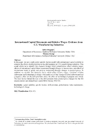 International Capital Movements and Relative Wages: Evidence from U.S