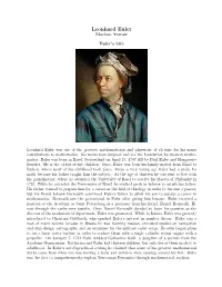 Leonhard Euler Moriam Yarrow