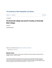 The Dartmouth College Case and the Founding of Historically Black Colleges