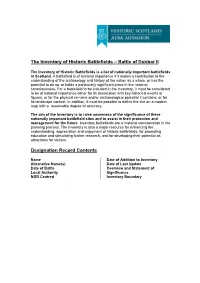 The Inventory of Historic Battlefields – Battle of Dunbar II Designation