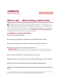 What to Ask … When Visiting a Birth Center