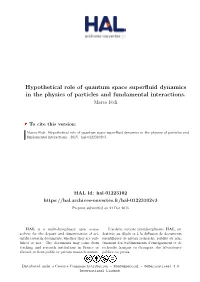 Hypothetical Role of Quantum Space Superfluid Dynamics in the Physics of Particles and Fundamental Interactions