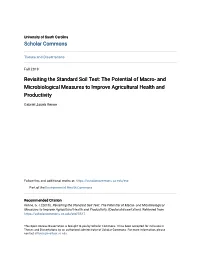 Revisiting the Standard Soil Test: the Potential of Macro- and Microbiological Measures to Improve Agricultural Health and Productivity
