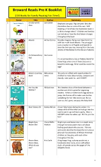 2020 Broward Reads Prek Booklist (100 Books for Reading Fun!).Docx
