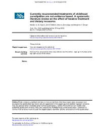 And Dietary Measures Literature Review on the Effect of Laxative Treatment