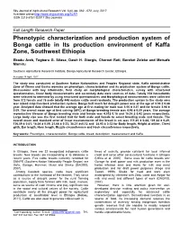 Phynotypic Characterization and Production System of Bonga Breed