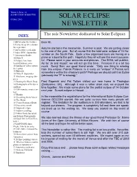 SOLAR ECLIPSE NEWSLETTER SOLAR ECLIPSE October 2003 NEWSLETTER