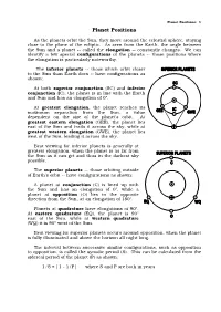 Planet Positions: 1 Planet Positions