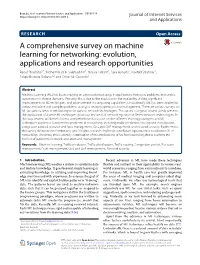 A Comprehensive Survey on Machine Learning for Networking: Evolution, Applications and Research Opportunities Raouf Boutaba1*, Mohammad A