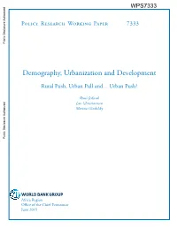 Demography, Urbanization and Development