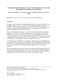 Development of the Kingdom of Tonga Cyclone Emergency Recovery and Management System Using Geospatial Tools