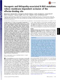 Oncogenic and Rasopathy-Associated K-RAS Mutations Relieve Membrane-Dependent Occlusion of the Effector-Binding Site