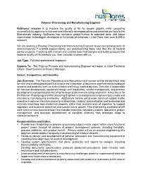 Polymer Processing and Manufacturing Engineer Nushores