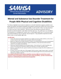 Substance Use Disorder for People with Physical and Cognitive