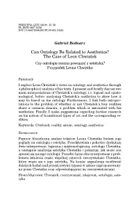 The Case of Leon Chwistek Can Ontology Be Related to Aesthetics?