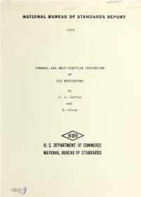 THERMAL and SELF-IGNITION PROPERTIES of SIX EXPLOSIVES
