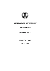 AGRICULTURE DEPARTMENT POLICY NOTE Demand No. 5