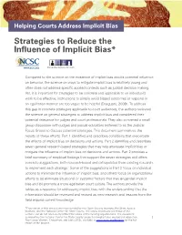 Strategies to Reduce the Influence of Implicit Bias*