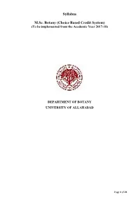 Syllabus M.Sc. Botany (Choice Based Credit System)