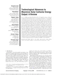 Technological Advances to Maximize Solar Collector Energy Output