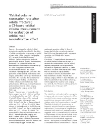 A CT-Based Orbital Volume Measurement for Evaluation of Orbital Wall Reconstructive Effect