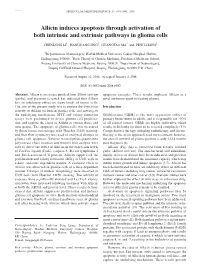 Allicin Induces Apoptosis Through Activation of Both Intrinsic and Extrinsic Pathways in Glioma Cells