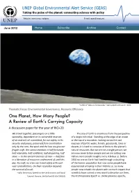 Carrying Capacity a Discussion Paper for the Year of RIO+20