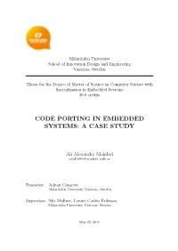 Code Porting in Embedded Systems: a Case Study