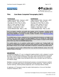 Cone Beam Computed Tomography (CBCT) Page 1 of 13