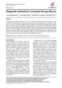 Diagnostic Methods for Lysosomal Storage Disease