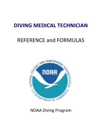 DIVING MEDICAL TECHNICIAN REFERENCE and FORMULAS