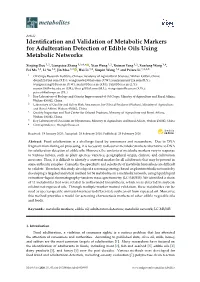 Identification and Validation of Metabolic Markers for Adulteration