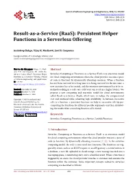 Persistent Helper Functions in a Serverless Offering