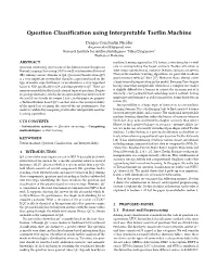Question Classification Using Interpretable Tsetlin Machine