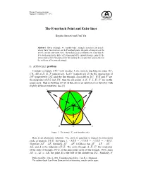 The Feuerbach Point and Euler Lines