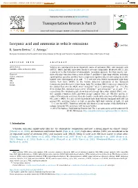 Isocyanic Acid and Ammonia in Vehicle Emissions ⇑ ⇑ R
