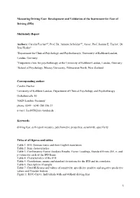 Measuring Driving Fear: Development and Validation of the Instrument for Fear of Driving (IFD)