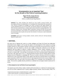 Scientometrics As an Important Tool for the Growth of the Field of Learning Analytics