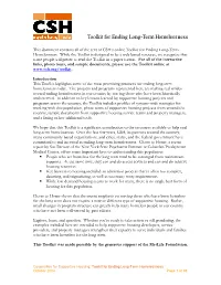 Toolkit for Ending Long-Term Homelessness