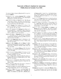 University of Hawai'i, Institute for Astronomy Publications in Calendar