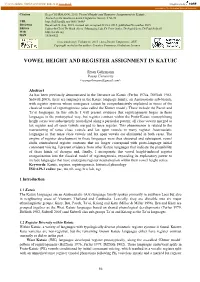 Vowel Height and Register Assignment in Katuic