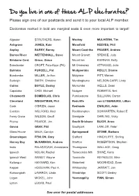 Do You Live in One of These ALP Electorates? Please Sign One of Our Postcards and Send It to Your Local ALP Member