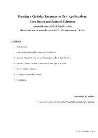 Framing a Christian Response to New Age Practices