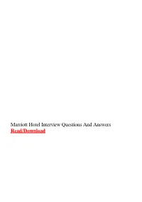 Marriott Hotel Interview Questions and Answers